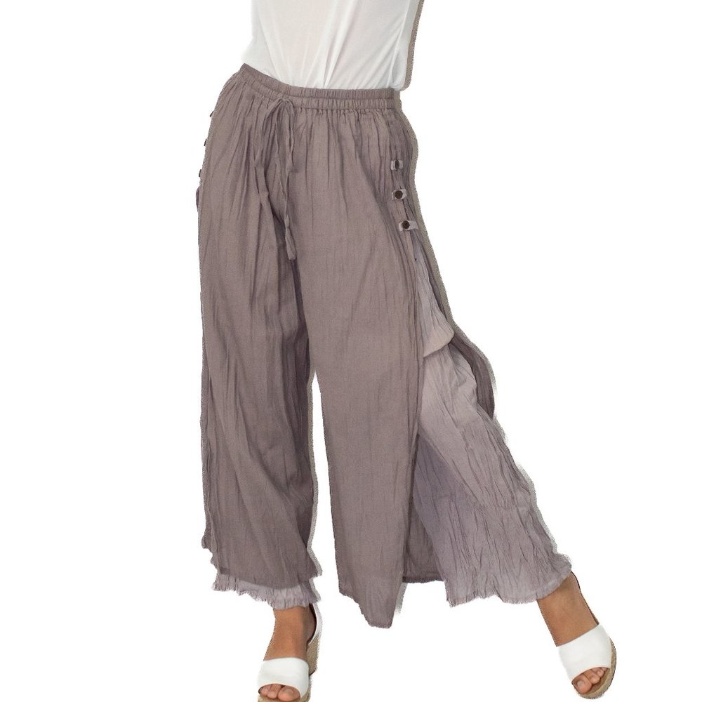 Mauve Side Split Relaxed Fit Palazzo Pant
